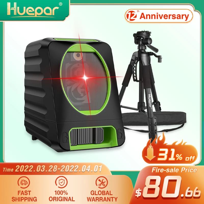 Huepar Red Beam Cross Line Laser Level 150/130 Degree Vertical/Horizontal Self-leveling+Huepar Adjustable Laser Level Tripod 
Huepar Red Beam Cross Line Laser Level 150/130 Degree Vertical/Horizontal Self-leveling+Huepar Adjustable Laser Level Tripod