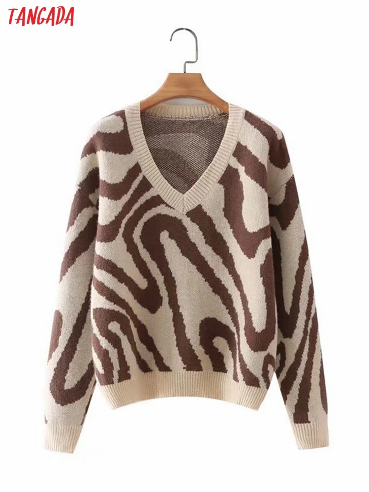 Tangada Women Geometry Knitted Sweater Jumper V Neck Female High Street Oversize Pullovers Chic Tops 2X49
Tangada Women Geometry Knitted Sweater Jumper V Neck Female High Street Oversize Pullovers Chic Tops 2X49