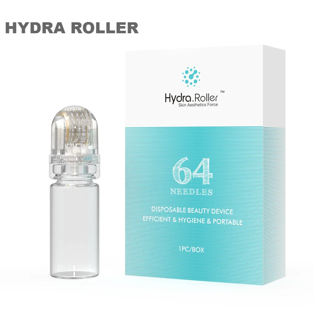 

Derma Roller System 64 Pin HR64 Hydra Stamp Titanium Microneedle Serum Applicator with Gold Needle Tips for Facial Skin Therapy
