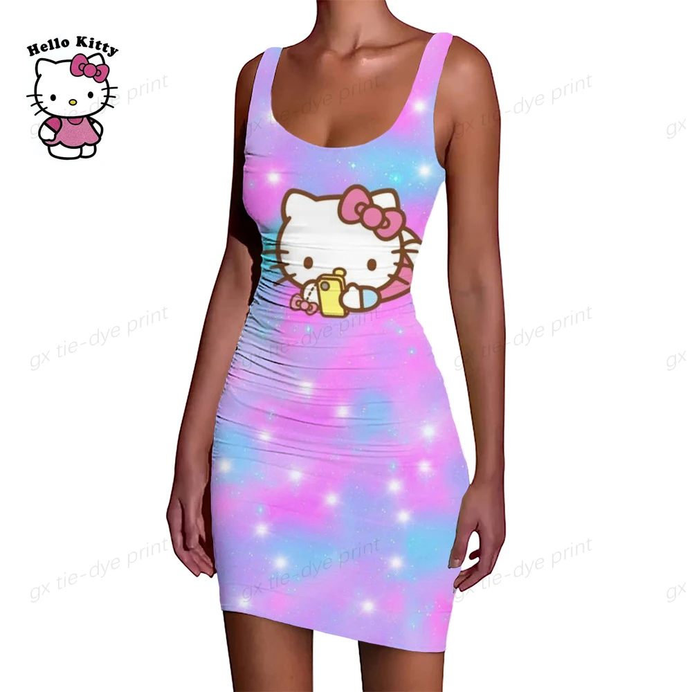 Женское облегающее мини-платье с принтом Hello Kitty, сексуальное облегающее женское платье без рукавов, лето 2023
Женское облегающее мини-платье с принтом Hello Kitty, сексуальное облегающее женское платье без рукавов, лето 2023