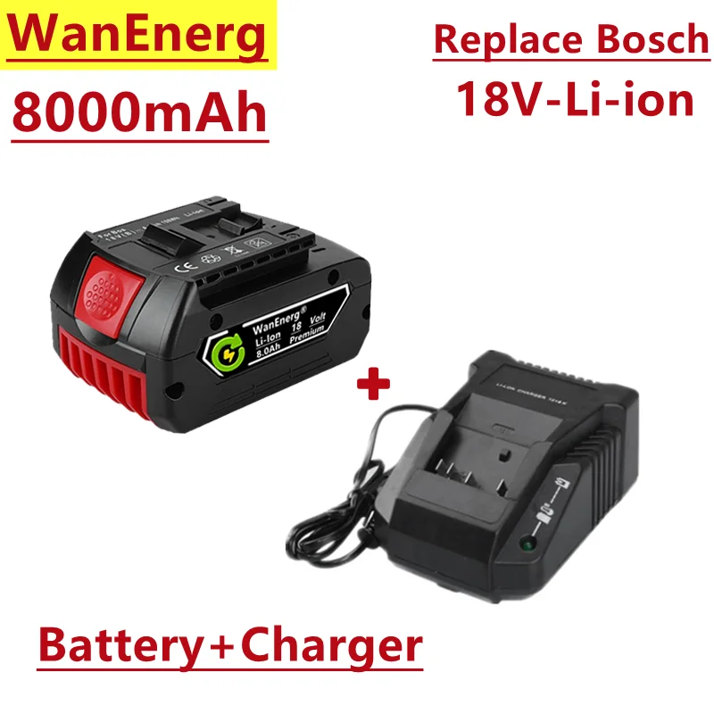 Batería de iones de litio, 18v, 8000mah, sustitución de herramientas eléctricas, Bosch, bat609, bat610, bat618, bat619 
Batería de iones de litio, 18v, 8000mah, sustitución de herramientas eléctricas, Bosch, bat609, bat610, bat618, bat619