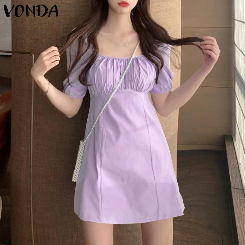 Women Mini Dress 2022 VONDA Female Casual Solid Color Shirt Mini Dress Summer Holiday Party Sundress Casual Vestidos Robe Femme
Women Mini Dress 2022 VONDA Female Casual Solid Color Shirt Mini Dress Summer Holiday Party Sundress Casual Vestidos Robe Femme