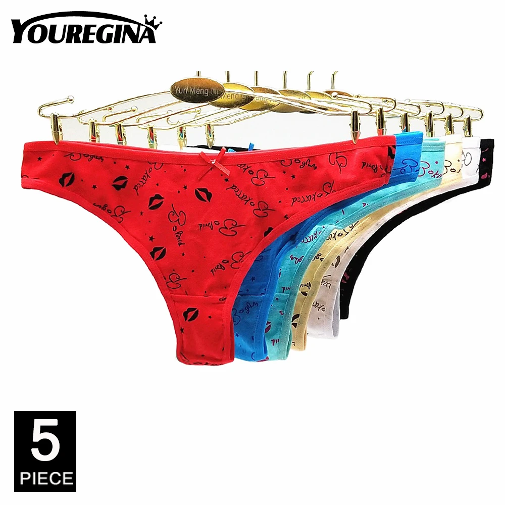 Women Sexy G-string and Thongs Cotton Underwear Cute Printed Gril Briefs Female Underpants 5 pcs/Lot 
Women Sexy G-string and Thongs Cotton Underwear Cute Printed Gril Briefs Female Underpants 5 pcs/Lot