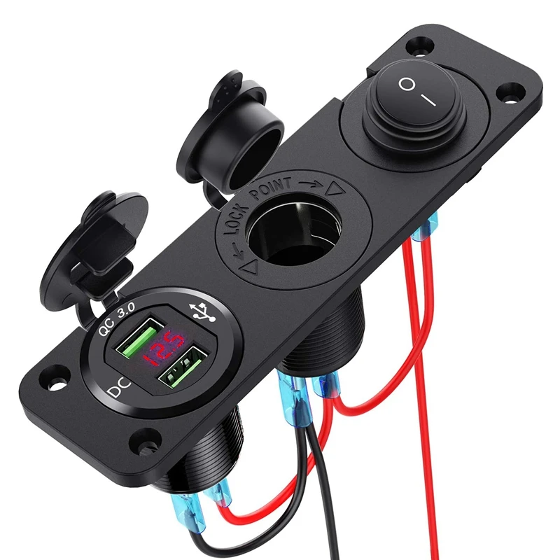 NEW-Dual QC3.0 -Cigarette Lighter Socket Distributor, 250W Waterproof 12V Dual USB Charger Power Adapter Socket
NEW-Dual QC3.0 -Cigarette Lighter Socket Distributor, 250W Waterproof 12V Dual USB Charger Power Adapter Socket