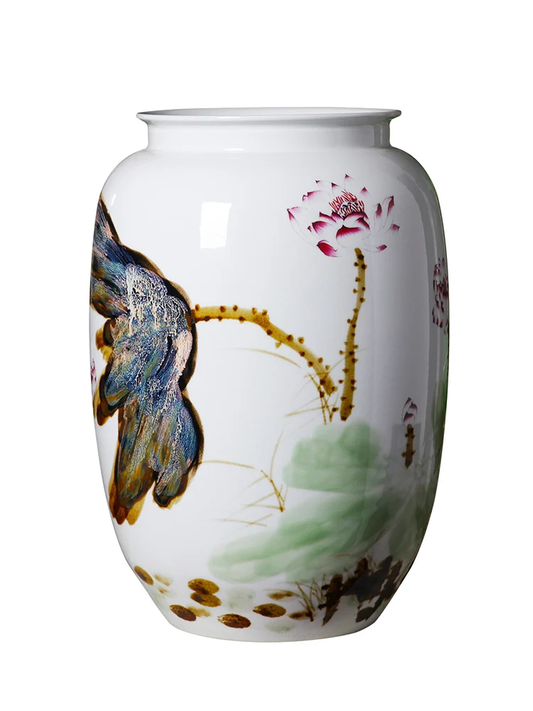 

Фарфоровая напольная большая ваза, керамическое украшение, ручная роспись, Цветочная композиция, большие новые украшения в китайском стиле для гостиной