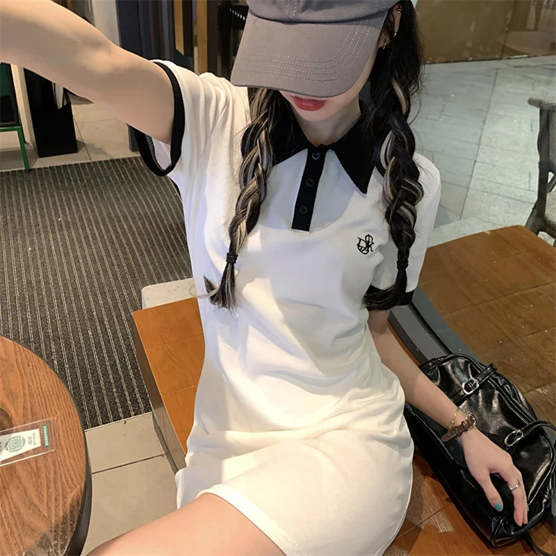 Dress Temperament Polo Collar Short Sleeve Dress Female Summer New Style Skirt High Waist Thin A-line Skirt Short Skirt
Dress Temperament Polo Collar Short Sleeve Dress Female Summer New Style Skirt High Waist Thin A-line Skirt Short Skirt