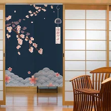 Cherry Blossom Japanese Door Curtain Wind Chime Partition Kitchen Noren Decorative Cafe Restaurant Entrance Hanging Half-Curtain