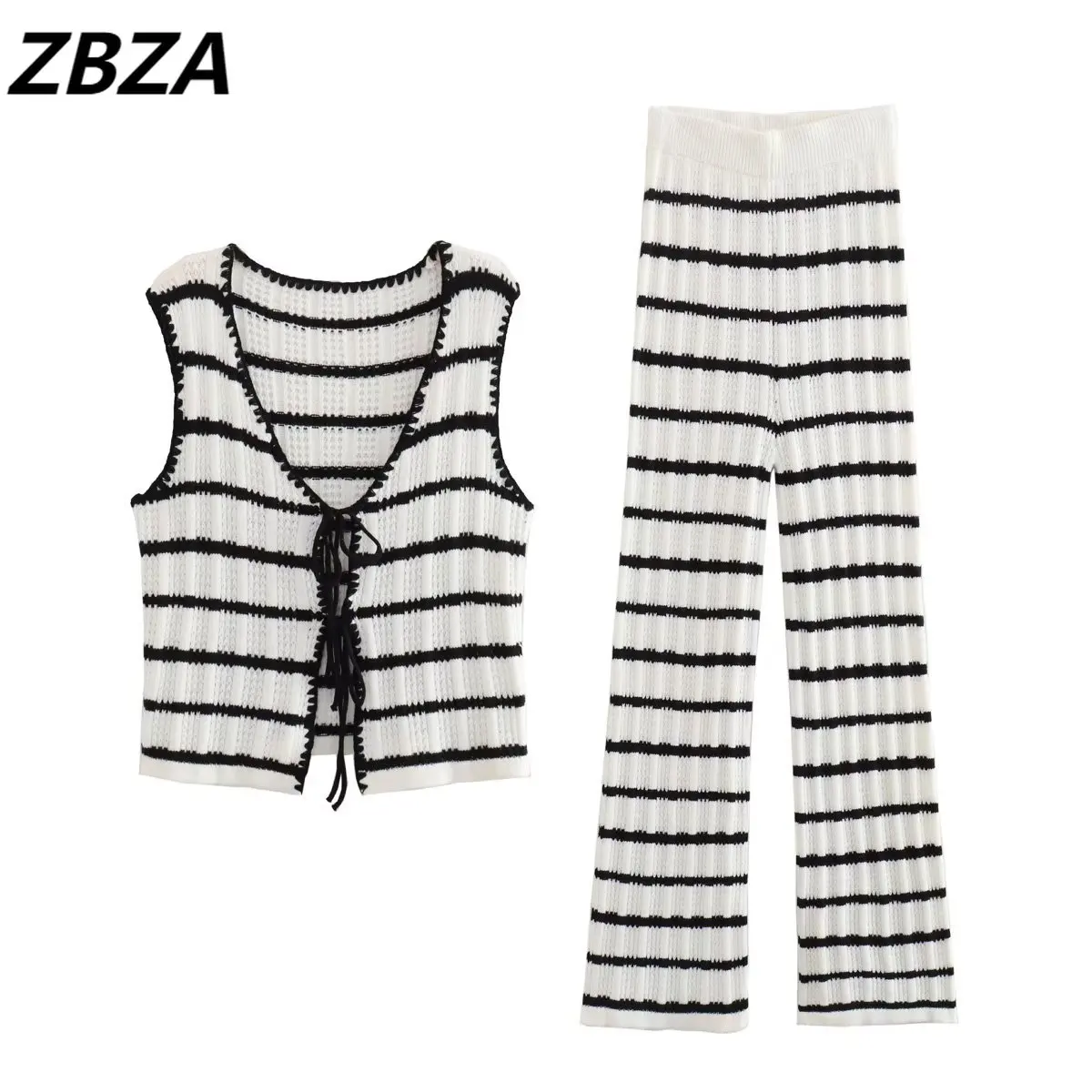 ZBZA Set Women 2 Pieces 2023 New Fashion Summer Crochet Stripe Tops Vintage Striped Knitted Trousers Female Chic Tops
ZBZA Set Women 2 Pieces 2023 New Fashion Summer Crochet Stripe Tops Vintage Striped Knitted Trousers Female Chic Tops