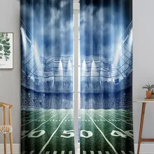 American Football Stadium Arena Night Spotlights Sky Bedroom Window Curtains for Boys Men Teens Printed Living Room Drapes