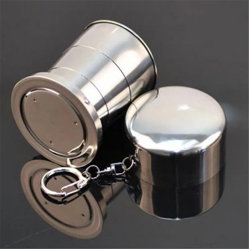 150ML Stainless Steel Folding Cup With Keychain Portable Retractable Telescopic Collapsible Cup Outdoor Water Drink Cup With Lid
150ML Stainless Steel Folding Cup With Keychain Portable Retractable Telescopic Collapsible Cup Outdoor Water Drink Cup With Lid