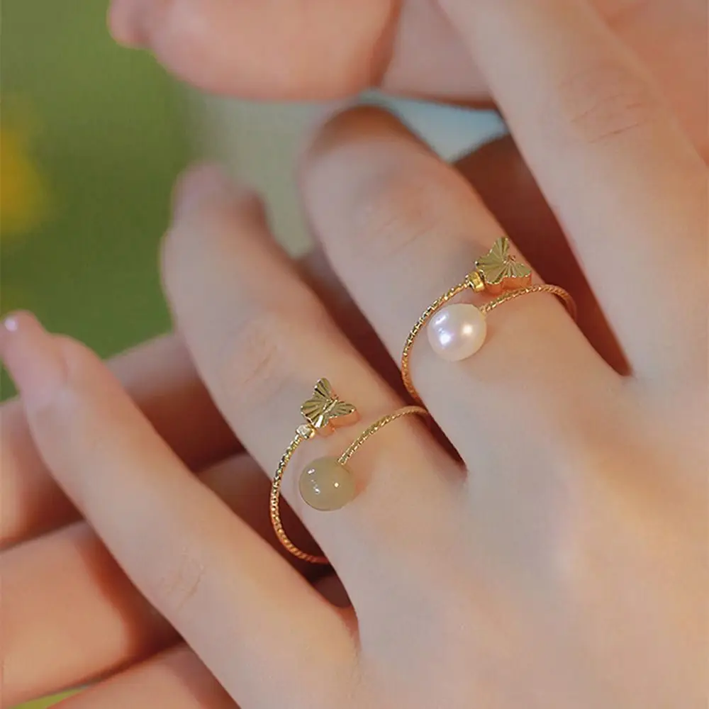 Gift Copper Niche Design Charm Hetian Jade Pearl Chinese Style Ring Women Opening Ring Fashion Jewelry Vintage Ring
Gift Copper Niche Design Charm Hetian Jade Pearl Chinese Style Ring Women Opening Ring Fashion Jewelry Vintage Ring