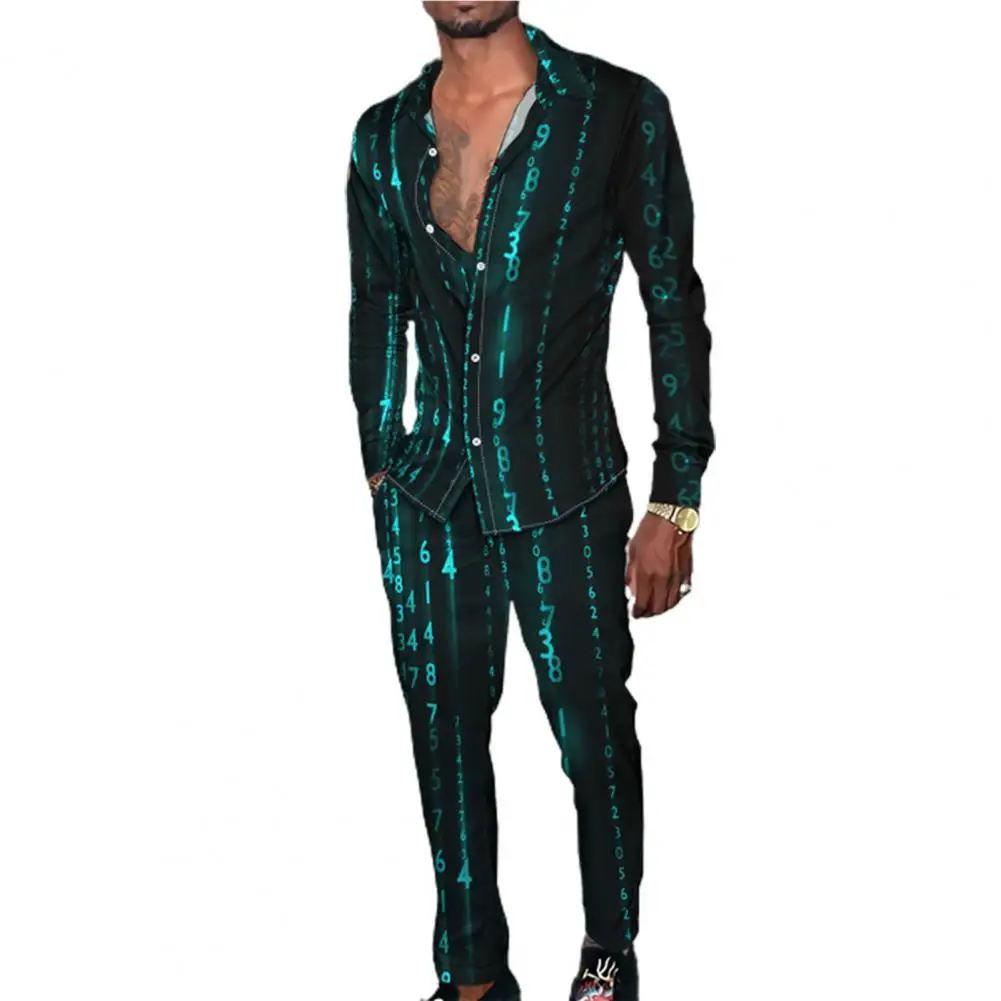 Breathable 2 Pcs/Set Trendy Full Length Pants Shirt Pants Set Cardigan Men Pants Suit Turn-down Collar for Club
Breathable 2 Pcs/Set Trendy Full Length Pants Shirt Pants Set Cardigan Men Pants Suit Turn-down Collar for Club