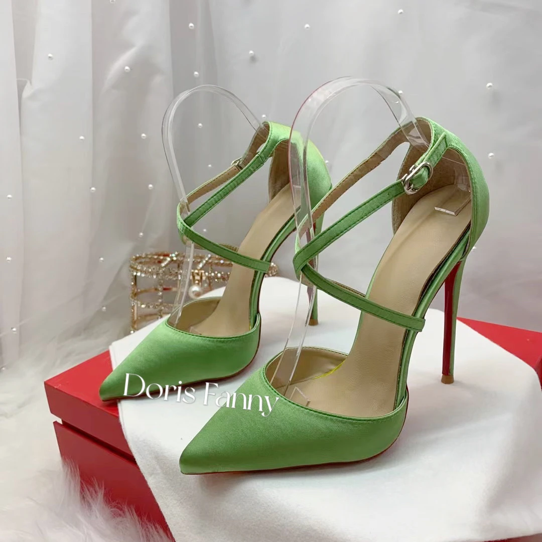 Doris Fanny Fashion Brand Green Women Pumps Ankle Strap Summer Pointed Toe Red Bottom Thin Heeled Party Wedding Bride Shoes
Doris Fanny Fashion Brand Green Women Pumps Ankle Strap Summer Pointed Toe Red Bottom Thin Heeled Party Wedding Bride Shoes