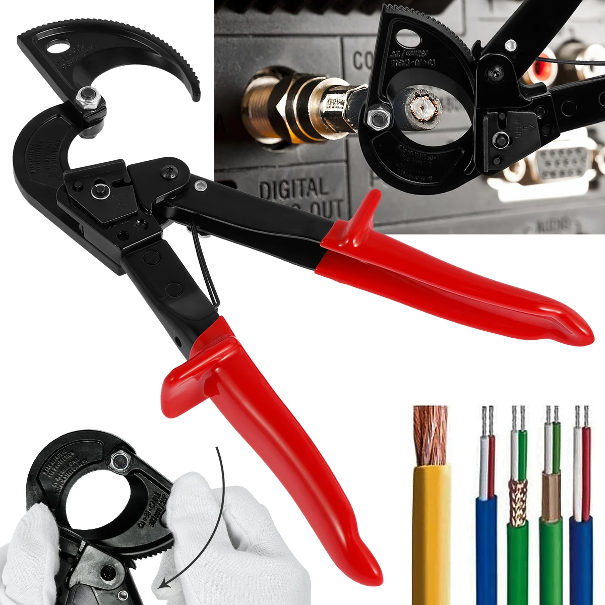 Ratchet Cable Cutter Portable Ratcheting Wire Cutting Tool Cutting Below 240mm² Lightweight Cutting Hand Tool Anti-Slip Handle
Ratchet Cable Cutter Portable Ratcheting Wire Cutting Tool Cutting Below 240mm² Lightweight Cutting Hand Tool Anti-Slip Handle