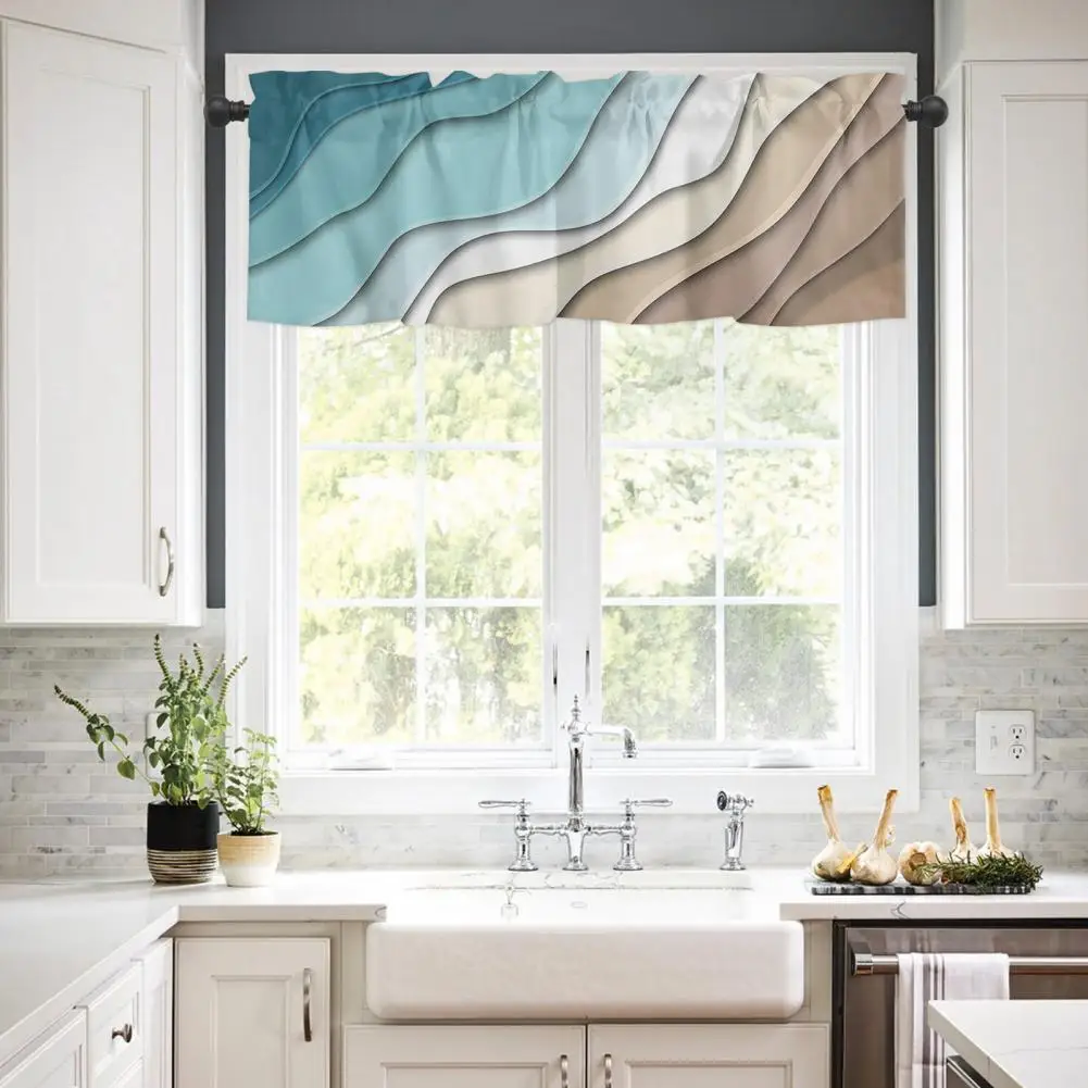 Rod Valance Kitchen Valance Ocean Wave Gradient Window Curtain Valance Decorative Sunshade for Kitchen Bathroom Bedroom Windows
Rod Valance Kitchen Valance Ocean Wave Gradient Window Curtain Valance Decorative Sunshade for Kitchen Bathroom Bedroom Windows