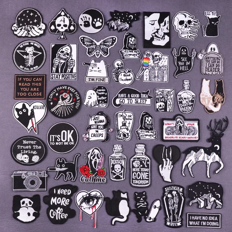 Punk Skull Patch Ghost Embroidered Patches On Clothes Animal Cat Patch Iron On Patches For Clothing Letter Embroidery Sticker
Punk Skull Patch Ghost Embroidered Patches On Clothes Animal Cat Patch Iron On Patches For Clothing Letter Embroidery Sticker