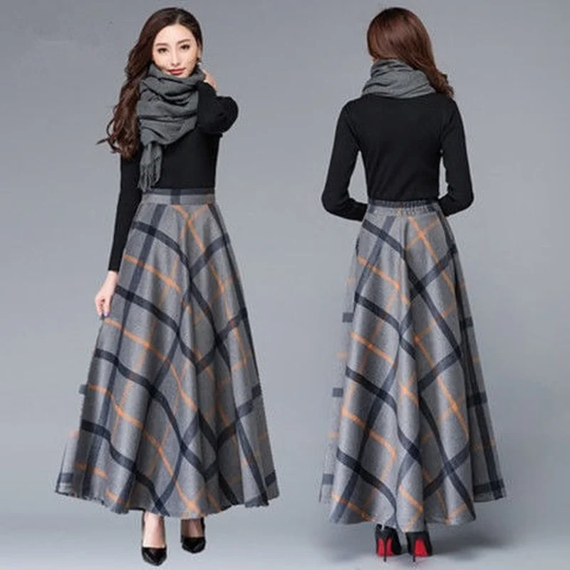 Mom High Waist Woolen Plaid Skirts 2022 Autumn Winter Women's 4XL Wool Maxi Skirts Female Fashion Casual Long Streetwear E309 
Mom High Waist Woolen Plaid Skirts 2022 Autumn Winter Women's 4XL Wool Maxi Skirts Female Fashion Casual Long Streetwear E309
