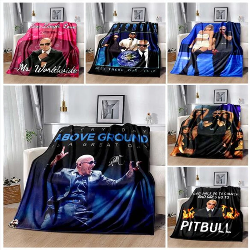 

Throw Blanket Mr 305 Pitbull MR Worldwide Hippie Poster Printed Flannel Grain Towel Soft Plush Sofa Bed Fluffy Blanket