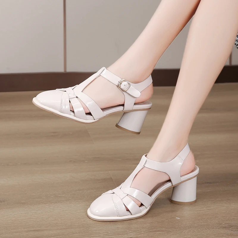 

Black Beige Cutout Casual Comfort Dating Everyday Shoes Schoolgirl Roman Gladiator T Lace-Up Sandals Summer