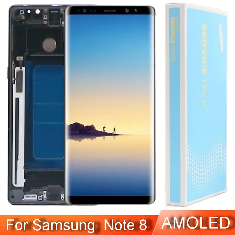 

Original AMOLED Note8 screen With Frame For Samsung Galaxy NOTE 8 LCD N950 N9500 N950U N950F Display Touch Assembly Replacement