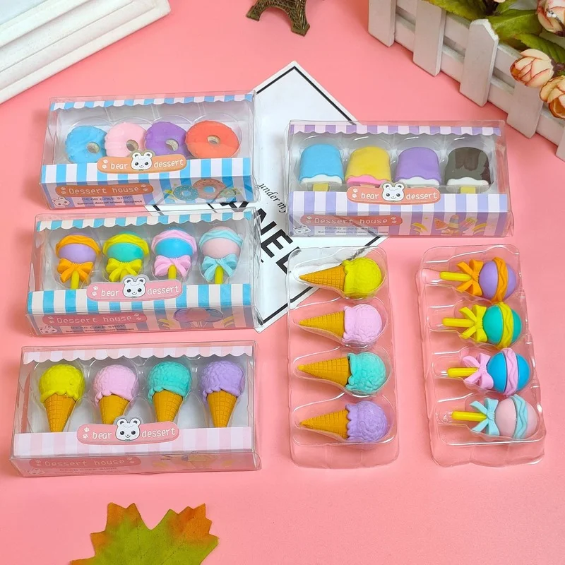 4 pcs/set Novelty Cartoon Dessert Series Erasers Cute Mini Lollipop Icecream Rubber Pencil Eraser Kids Student School Stationery
4 pcs/set Novelty Cartoon Dessert Series Erasers Cute Mini Lollipop Icecream Rubber Pencil Eraser Kids Student School Stationery