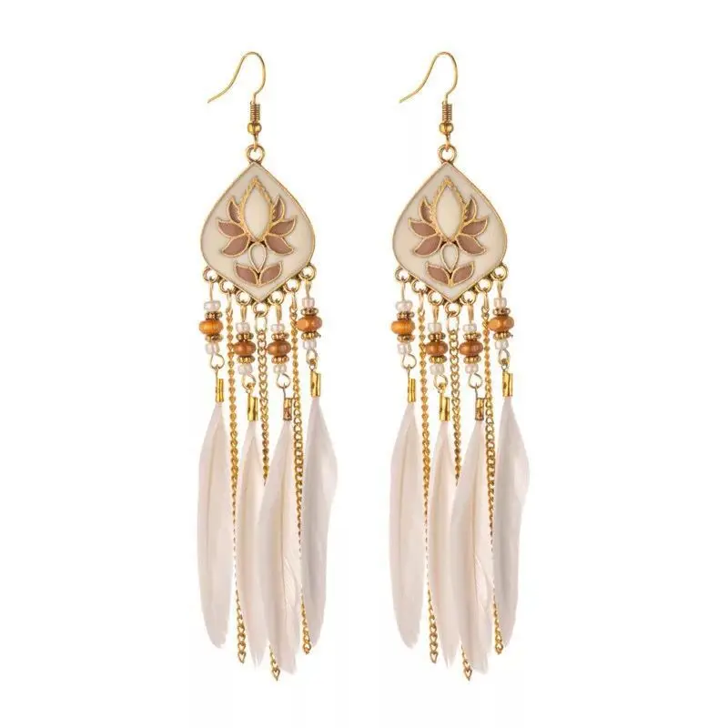 Retro ethnic exotic earrings carved feathers boho boho rice beads diamond tassel earrings women
Retro ethnic exotic earrings carved feathers boho boho rice beads diamond tassel earrings women