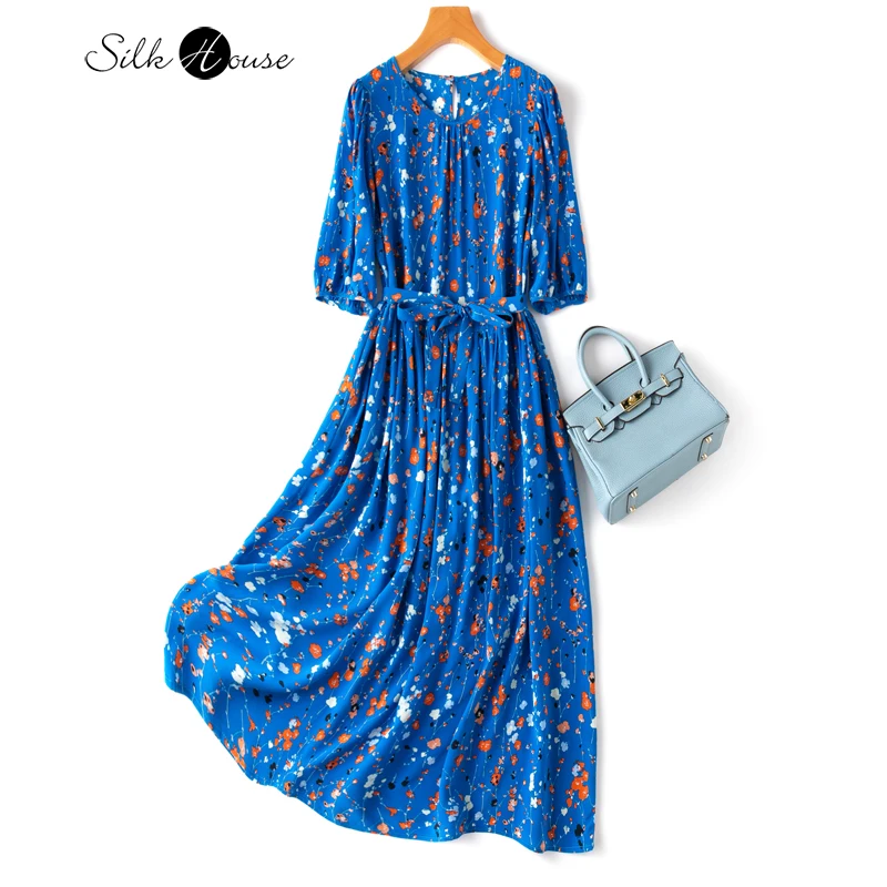Soft Glutinous Sand Washed Silk Crepe De Chine Floral Round Neck with Long Sleeves and Large Silk Hem for Women's Fashion Dress
Soft Glutinous Sand Washed Silk Crepe De Chine Floral Round Neck with Long Sleeves and Large Silk Hem for Women's Fashion Dress