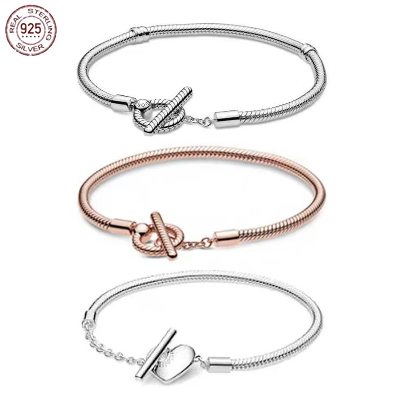 New 925 Sterling Silver Crown Snake Bone Chain T-strip Heart Adjustment Bracelet fit Charm Beads DIY Fine Jewelry Gifts
New 925 Sterling Silver Crown Snake Bone Chain T-strip Heart Adjustment Bracelet fit Charm Beads DIY Fine Jewelry Gifts