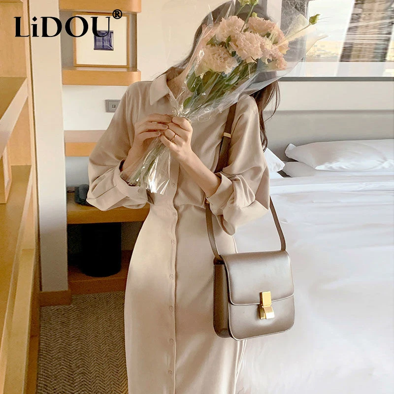 Spring Autumn Polo-neck Elegant Fashion Solid Waist Bodycon Shirt Dress Female Long Sleeve Temperament Sheath Dresses Robe Femme
Spring Autumn Polo-neck Elegant Fashion Solid Waist Bodycon Shirt Dress Female Long Sleeve Temperament Sheath Dresses Robe Femme