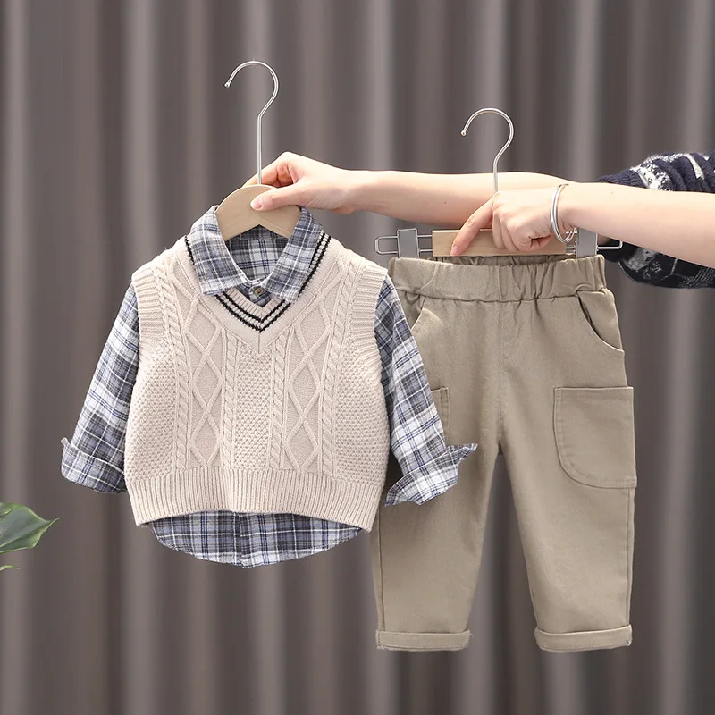Boy 3 Piece Sets Kids Clothes button Boys Coat Print Sweater vest Elastic Waist Pants Boys Clothes Spring Autumn Children's Sets
Boy 3 Piece Sets Kids Clothes button Boys Coat Print Sweater vest Elastic Waist Pants Boys Clothes Spring Autumn Children's Sets