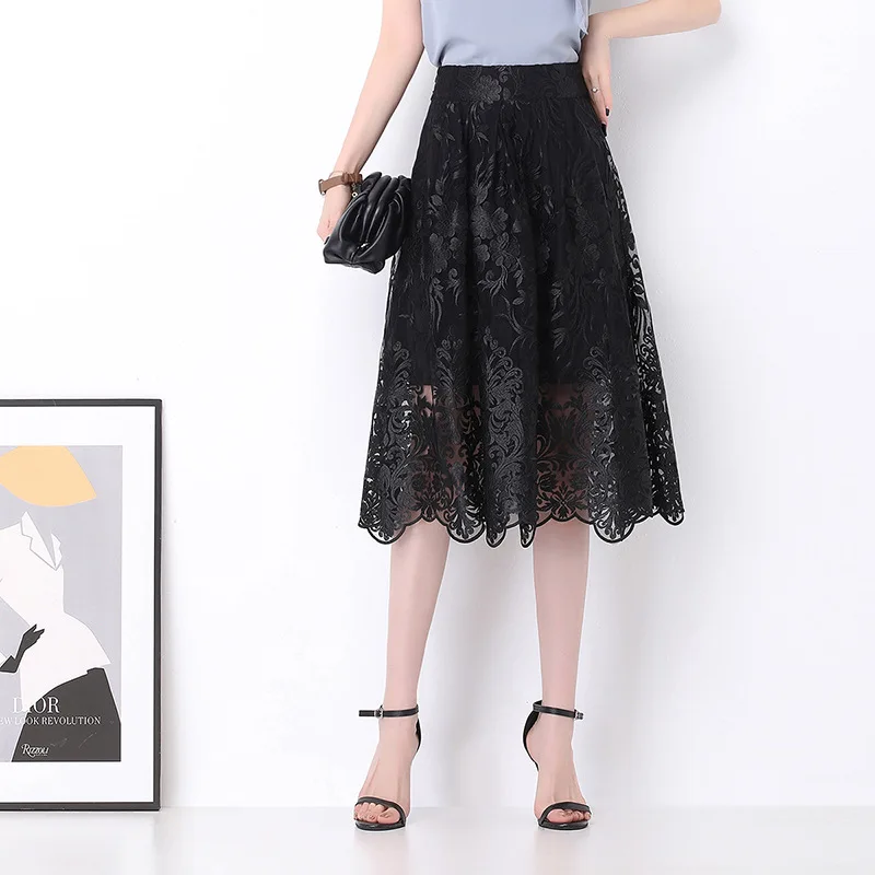 Black Lace High Waist A-line Skirt 2022 Spring New Women Elegant Fashion Slim Casual Korean Temperament Long Skirts Ladies 5832
Black Lace High Waist A-line Skirt 2022 Spring New Women Elegant Fashion Slim Casual Korean Temperament Long Skirts Ladies 5832