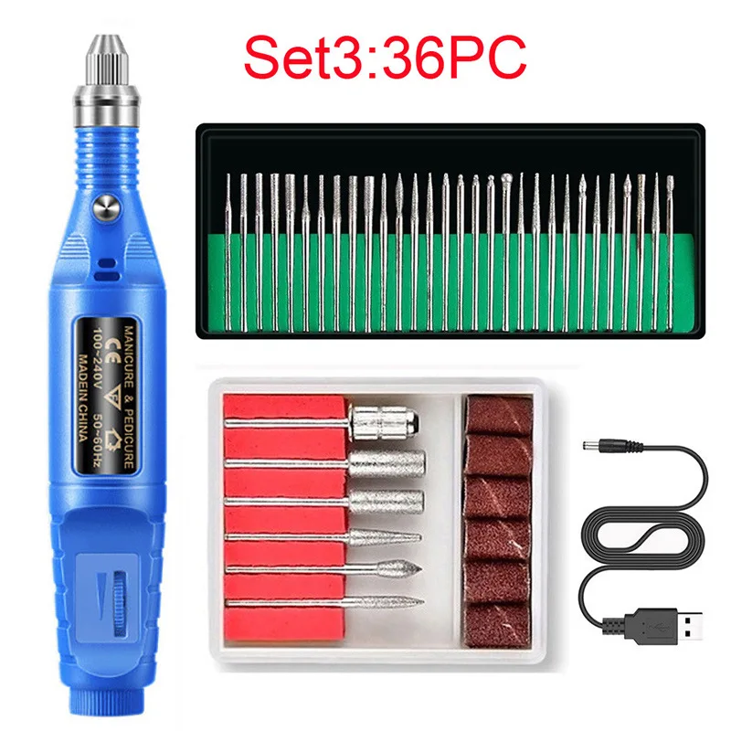 36pcs Electric Nail Drill Machine Nail Files Pen Pedicure 6 Bits Milling UV LED Gel Polish Remover Nail Art Manicure Tool
36pcs Electric Nail Drill Machine Nail Files Pen Pedicure 6 Bits Milling UV LED Gel Polish Remover Nail Art Manicure Tool