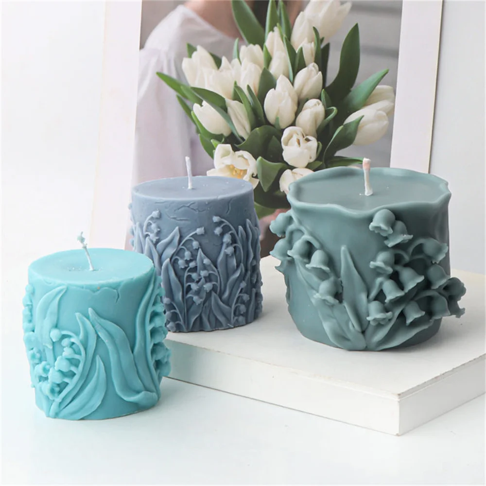

Lily Of The Valley Pillar Silicone Candle Mold Craft Aromatherapy Soy Wax Diy Bell Orchid Flower Cylindrical Handmade Soap Mould