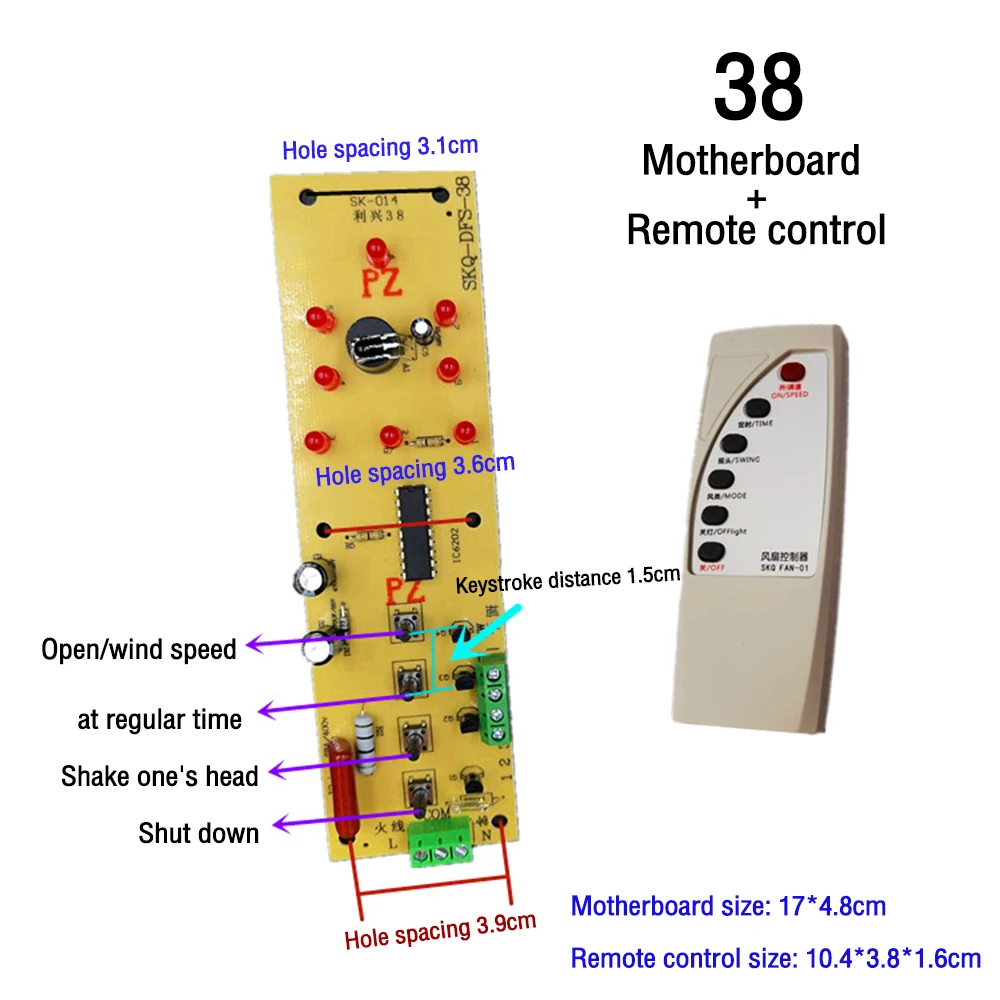 38/ 40/646/1804 Fan Panel with Universal Remote Control Fan Junction Box Control Board Floor Fan Modification Circuit Board 
38/ 40/646/1804 Fan Panel with Universal Remote Control Fan Junction Box Control Board Floor Fan Modification Circuit Board