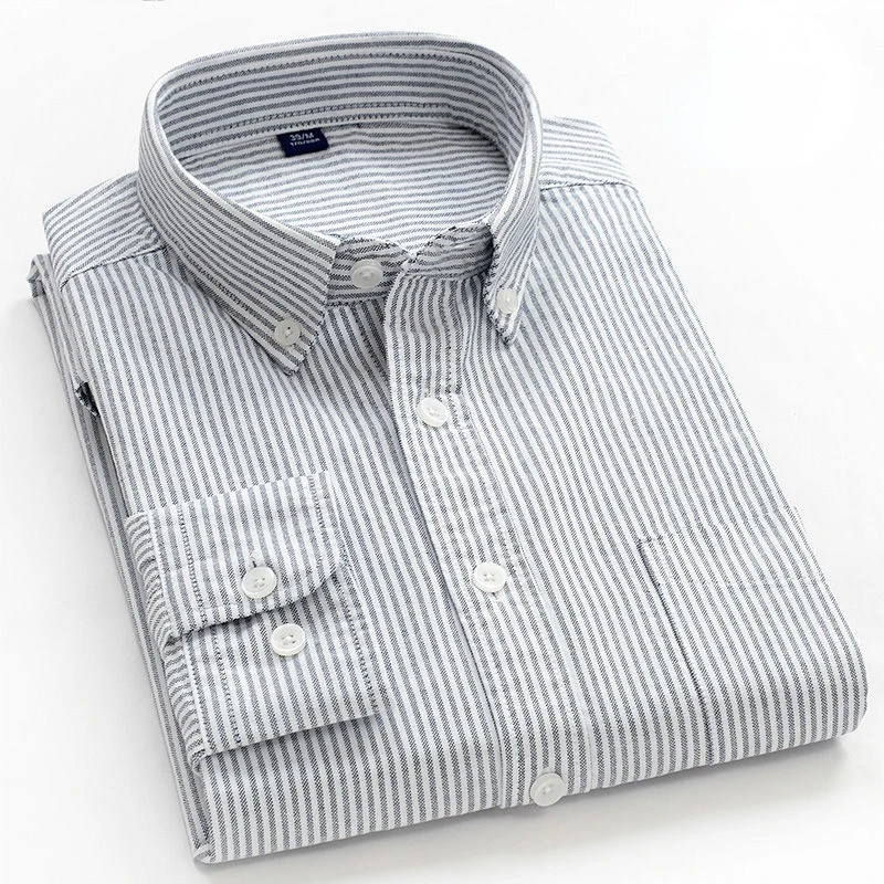 New 100% Cotton Oxford Shirt Men's Long Sleeve Striped Plaid Casual Shirts Korean Clothes High Quality Business Dress Shirt Grey
New 100% Cotton Oxford Shirt Men's Long Sleeve Striped Plaid Casual Shirts Korean Clothes High Quality Business Dress Shirt Grey