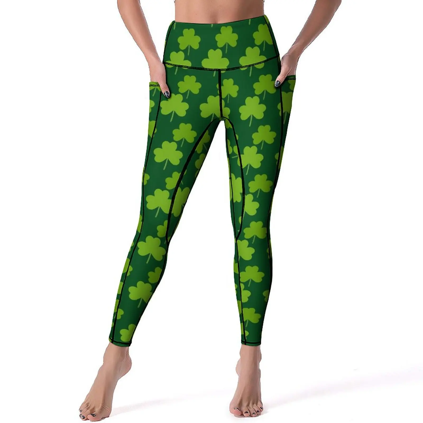 

Shamrock Leaf Yoga Pants Saint Patricks Day Gym Leggings Push Up Elastic Sports Tights Casual Graphic Yoga Legging Birthday Gift