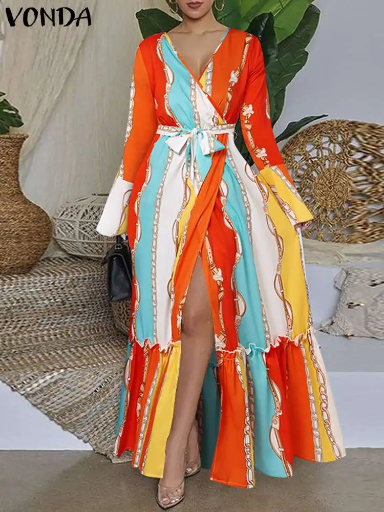 Женское длинное платье-макси с рисунком, в богемном стиле 
Женское длинное платье-макси с рисунком, в богемном стиле