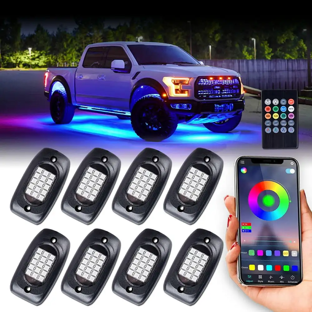 LED Rock Lights 8 Pcs RGB Underbody Glow Trail Rig Neon Lights for Jeep off Road Truck ATV SUV
LED Rock Lights 8 Pcs RGB Underbody Glow Trail Rig Neon Lights for Jeep off Road Truck ATV SUV