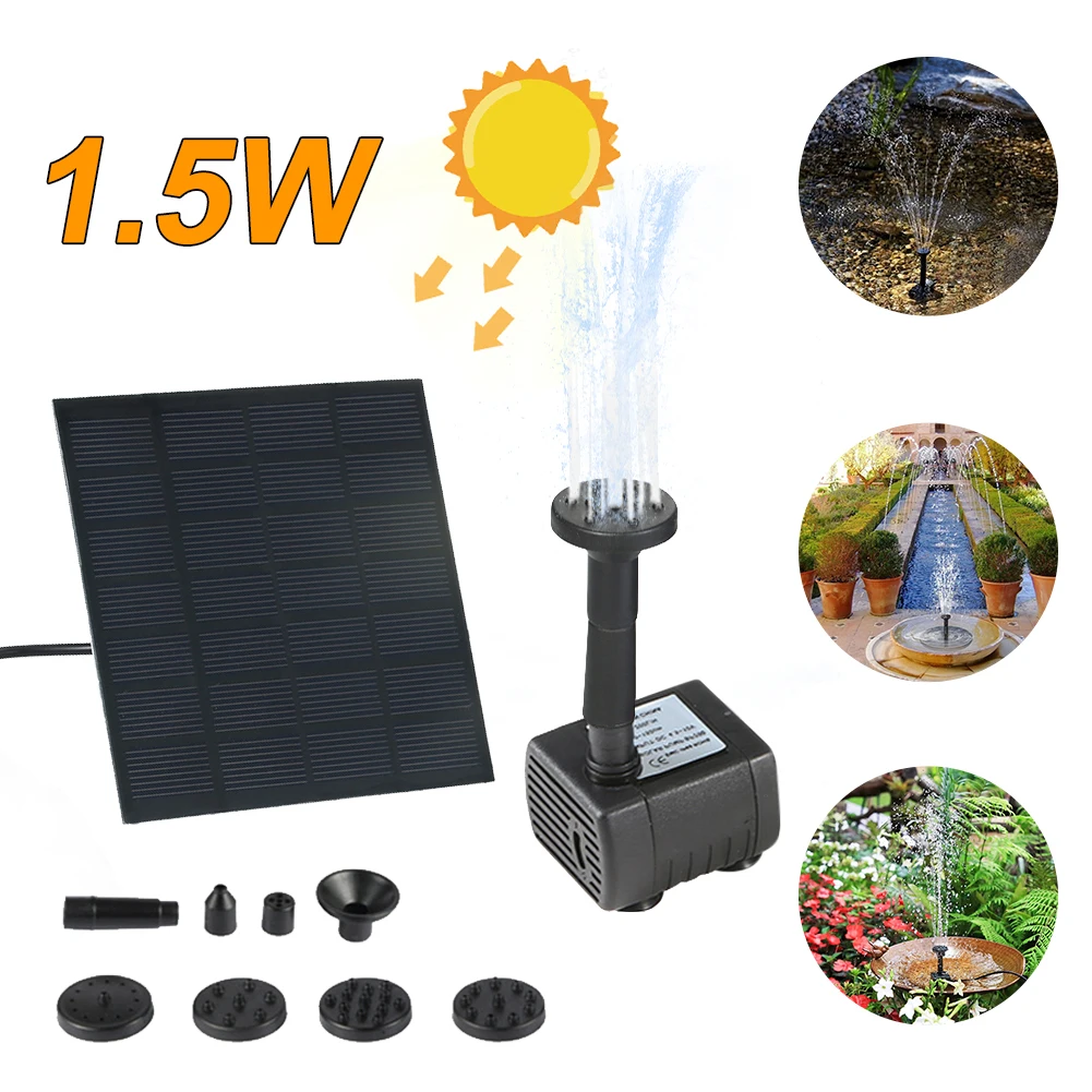 7V 1.5W Solar Fountain Pump Ponds Water Fountain for Bird Bath with 6 Nozzles Solar Powered Fountain for Fish Tanks
7V 1.5W Solar Fountain Pump Ponds Water Fountain for Bird Bath with 6 Nozzles Solar Powered Fountain for Fish Tanks