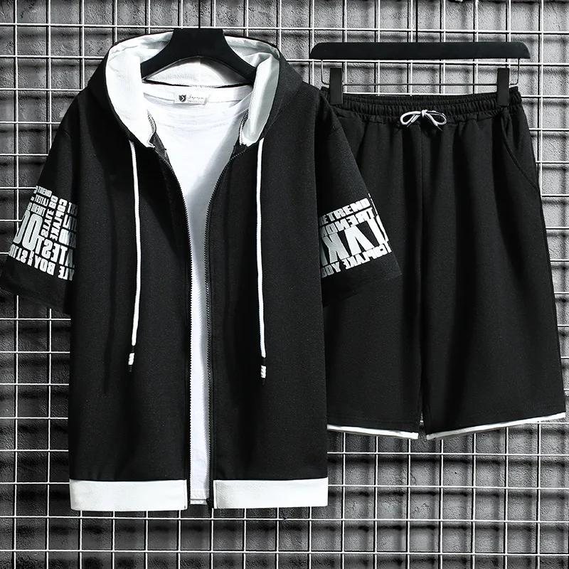 Fashion Men's Suits Fashion Hooded Casual Sportswear Men's Short Sleeve Zip-Up Tops Shorts Hip Hop Streetwear Men's Short Sleeve
Fashion Men's Suits Fashion Hooded Casual Sportswear Men's Short Sleeve Zip-Up Tops Shorts Hip Hop Streetwear Men's Short Sleeve