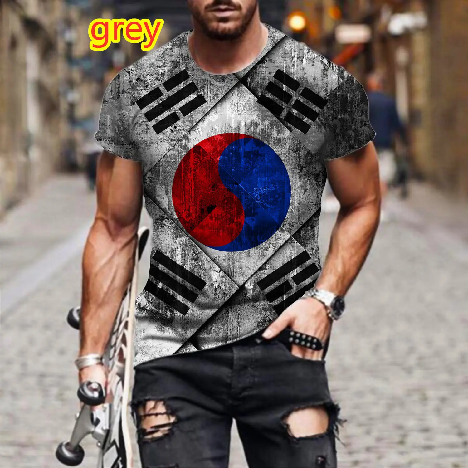 2022 Summer Korea Flag Style Men 's Personality T -shirt Casual 3d Printed Hip Hop Fashion T Shirt
2022 Summer Korea Flag Style Men 's Personality T -shirt Casual 3d Printed Hip Hop Fashion T Shirt