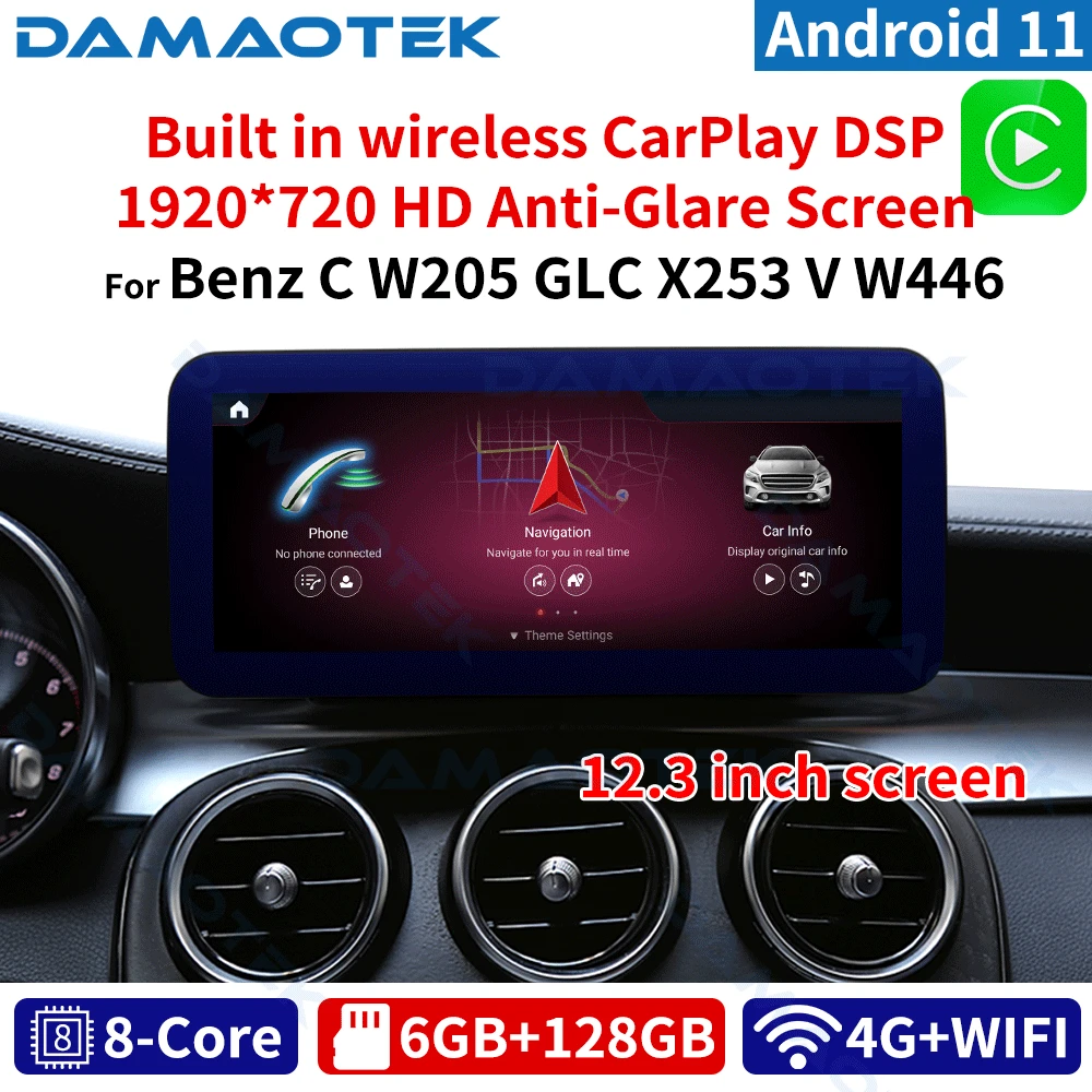 Автомагнитола DamaoTek, 12,3 дюйма, Android 11,0, для Mercedes BENZ GLC-X25 V W446 C W204 W205 C180 C200 2008-2018, автомобильный dvd-плеер
Автомагнитола DamaoTek, 12,3 дюйма, Android 11,0, для Mercedes BENZ GLC-X25 V W446 C W204 W205 C180 C200 2008-2018, автомобильный dvd-плеер