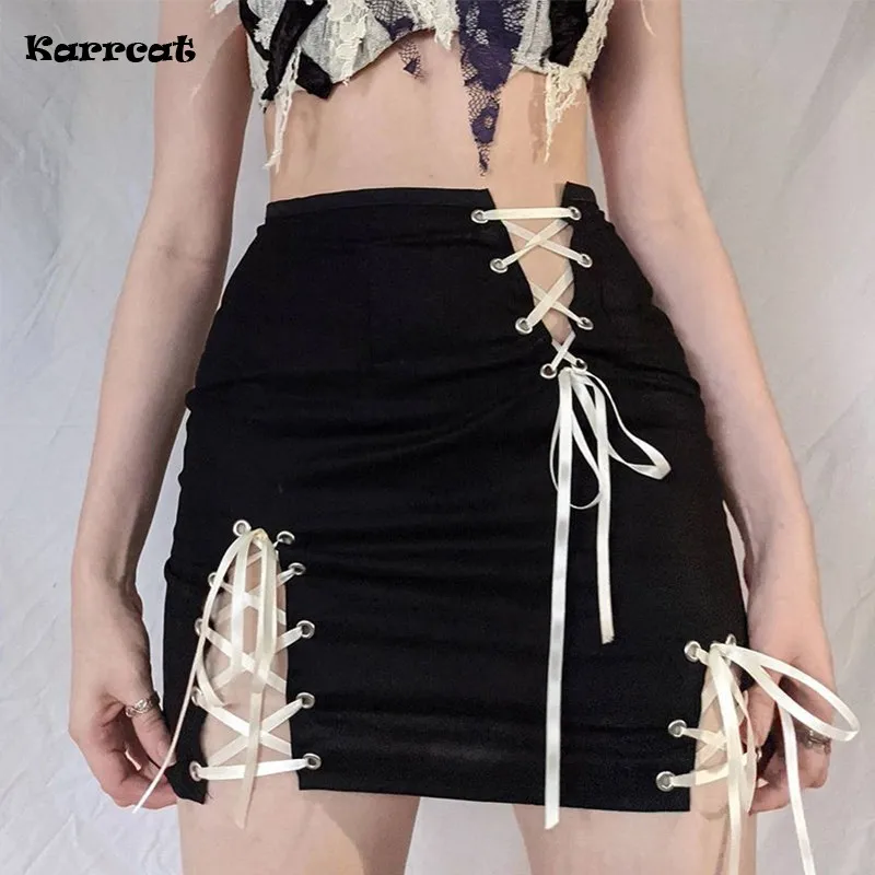 Karrcat Gothic Mini Skirts Sexy Bandage Goth Aesthetic Black Skirt High Waist Punk Short Skirt A Line Grunge Y2k Hip Skirt Emo
Karrcat Gothic Mini Skirts Sexy Bandage Goth Aesthetic Black Skirt High Waist Punk Short Skirt A Line Grunge Y2k Hip Skirt Emo