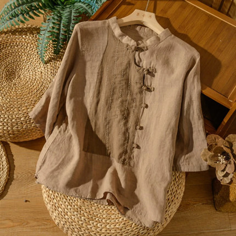 New Arrival 2022 Spring Summer Arts Style Women 3/4 Sleeve Loose Shirts Patchwork Vintage Embroidery Cotton Linen Blouse C163
New Arrival 2022 Spring Summer Arts Style Women 3/4 Sleeve Loose Shirts Patchwork Vintage Embroidery Cotton Linen Blouse C163