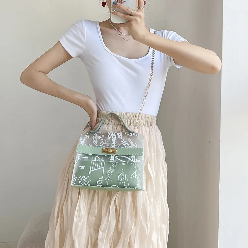 Fashion Transparent Women Bag 2 pieces Composite BagTrend Lock Square Bag Shoulder Crossbody Chain Handbag
Fashion Transparent Women Bag 2 pieces Composite BagTrend Lock Square Bag Shoulder Crossbody Chain Handbag