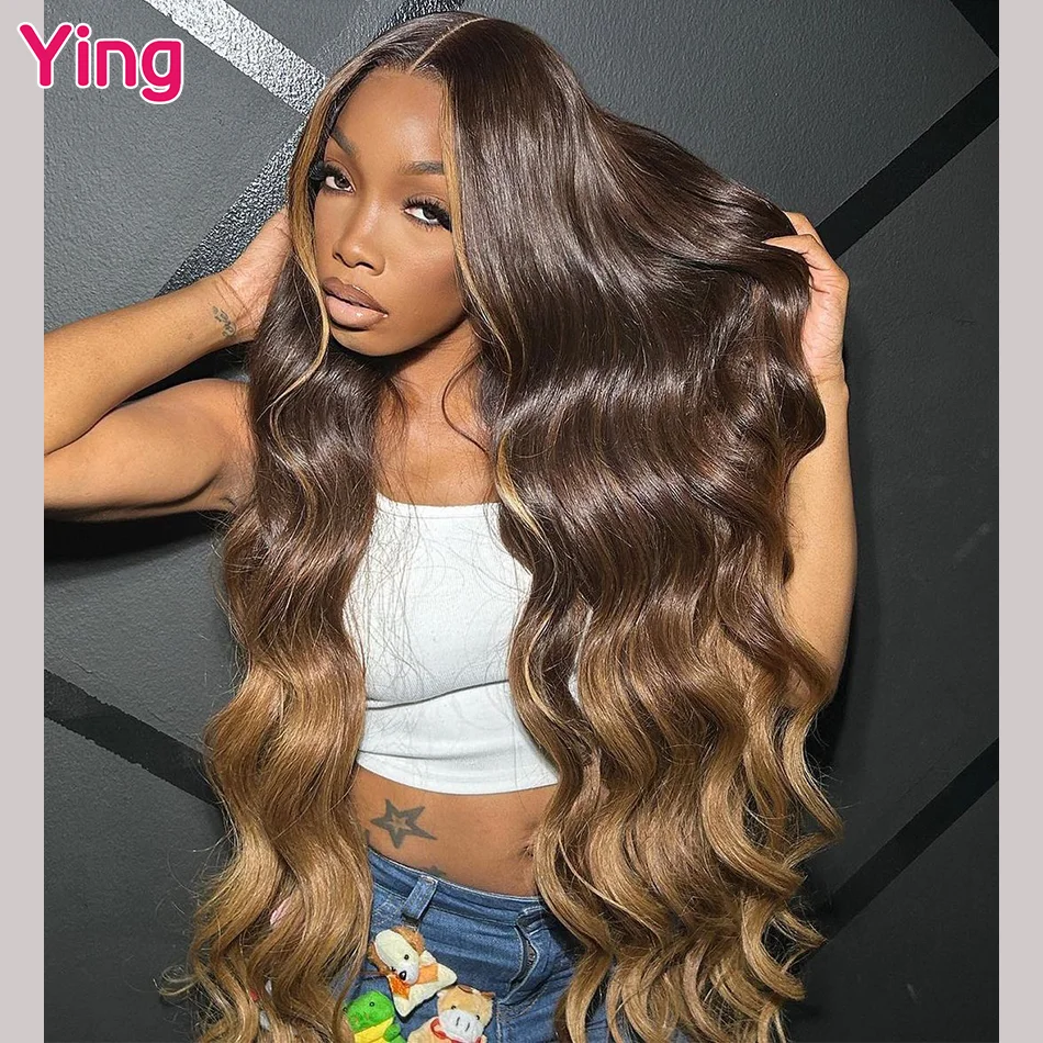 

Ying 180% Body Wave Omber Honey Brown 13x6 Transparent Lace Front Wig 13x4 Lace Front Wig Glueless PrePlucked With Baby Hair