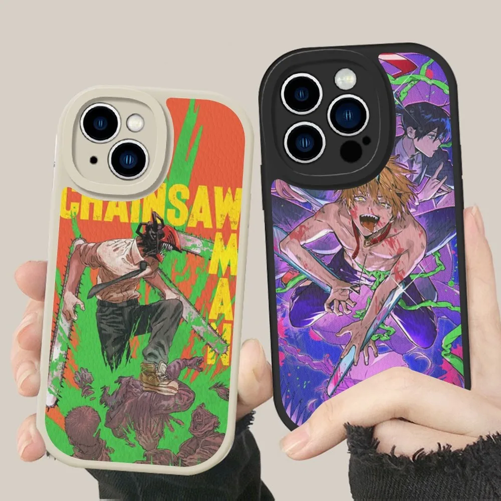 

Anime Chainsaw Man Phone Case Hard Leather For IPhone 14 13 12 Mini 11 14 Pro Max Xs X Xr 7 8 Plus Fundas