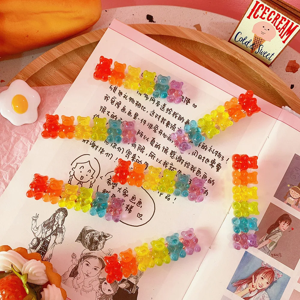 

Candy Color Jelly Bear Hair Barrette Clips Barrettes Cartoon Animal Cute Hairpin Women Hairgrips Girls Hair Acccessories Gifts