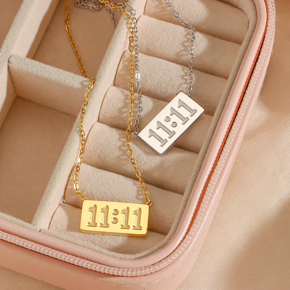 G&D 11:11 Rectangle Square Bar Pendant Necklace Non Tarnish Stainless Steel 18 K Gold Plated Necklace Number Jewelry for Women
G&D 11:11 Rectangle Square Bar Pendant Necklace Non Tarnish Stainless Steel 18 K Gold Plated Necklace Number Jewelry for Women