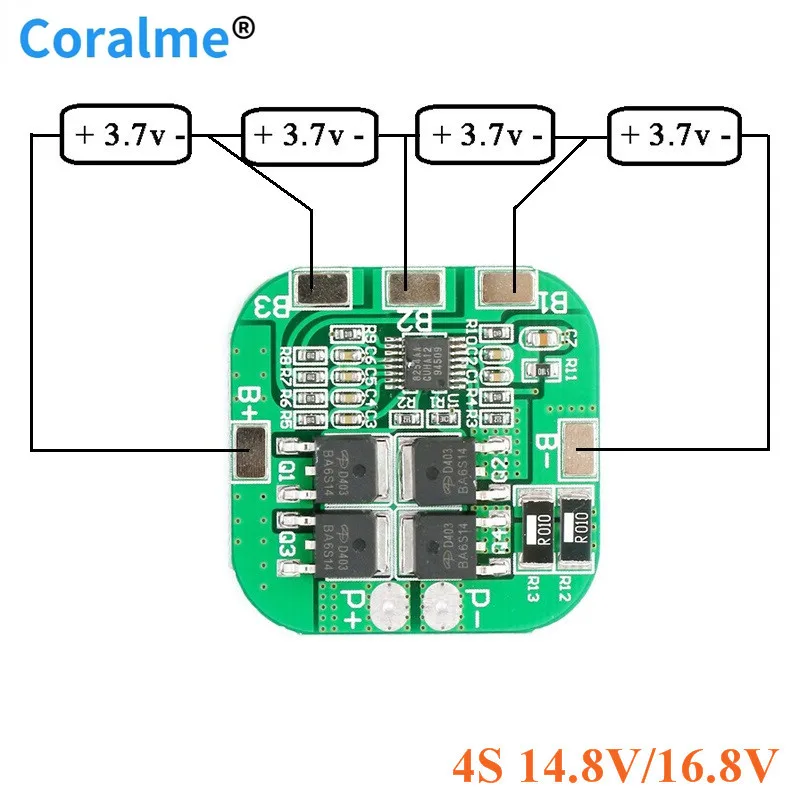 4S 14.8V 16.8V Protection Board Li-ion Lithium Battery 18650 Charger PCB BMS PCM Charging Board 10A
4S 14.8V 16.8V Protection Board Li-ion Lithium Battery 18650 Charger PCB BMS PCM Charging Board 10A
